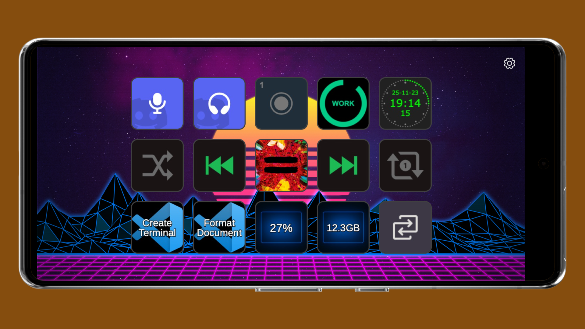 Tacto screenshot showing custom background